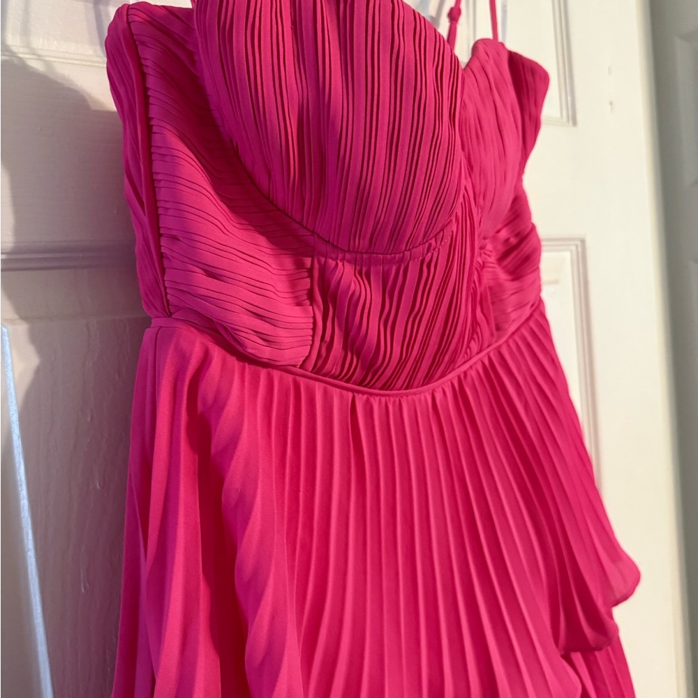Lulu's Hot Pink Pleated Dress